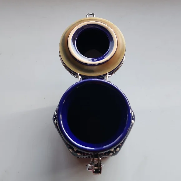 Pier 1, Navy and White Ceramic Canister. - Picture 7 of 10